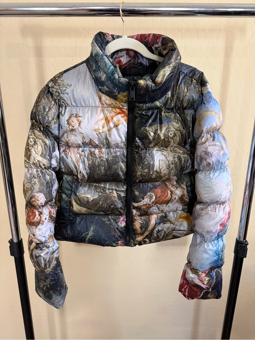 Dolls Kill Multicolor Classical Art-Print Puffer Jacket